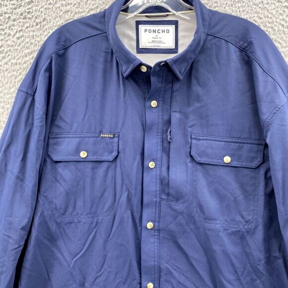 Poncho Shirt Men's XL Navy Vented Fishing Performance Gorpcore Camping Workwear - Picture 2 of 11